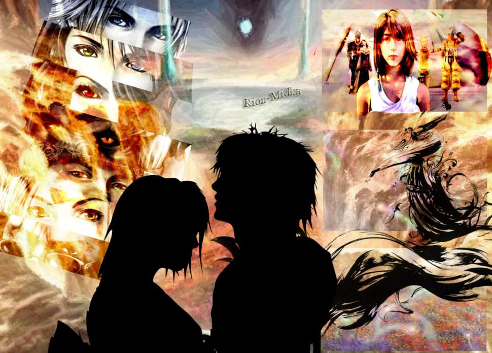 Yuna & Tidus wallpaper,games HD wallpaper,ff10 HD wallpaper,yuna HD wallpaper,final fantasy 10 HD wallpaper,video games HD wallpaper,silhouette HD wallpaper,final fantasy x HD wallpaper,tidus HD wallpaper,2048x1468 wallpaper