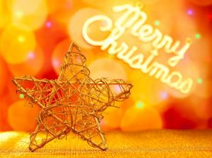 Christmas decoration, five-pointed star, golden style wallpaper thumb