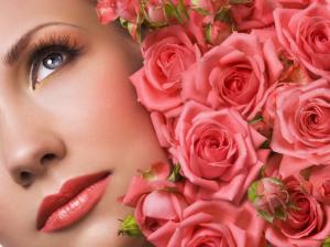 Rose buds face make-up girl wallpaper thumb