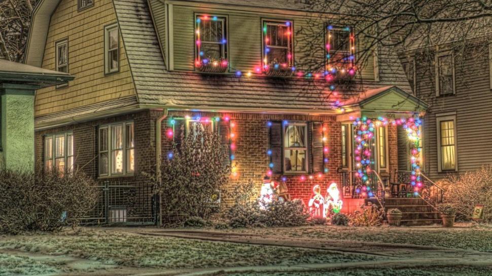 House Christmas Lights wallpaper,lights HD wallpaper,snow HD wallpaper,winter HD wallpaper,christmas HD wallpaper,nature & landscapes HD wallpaper,1920x1080 wallpaper