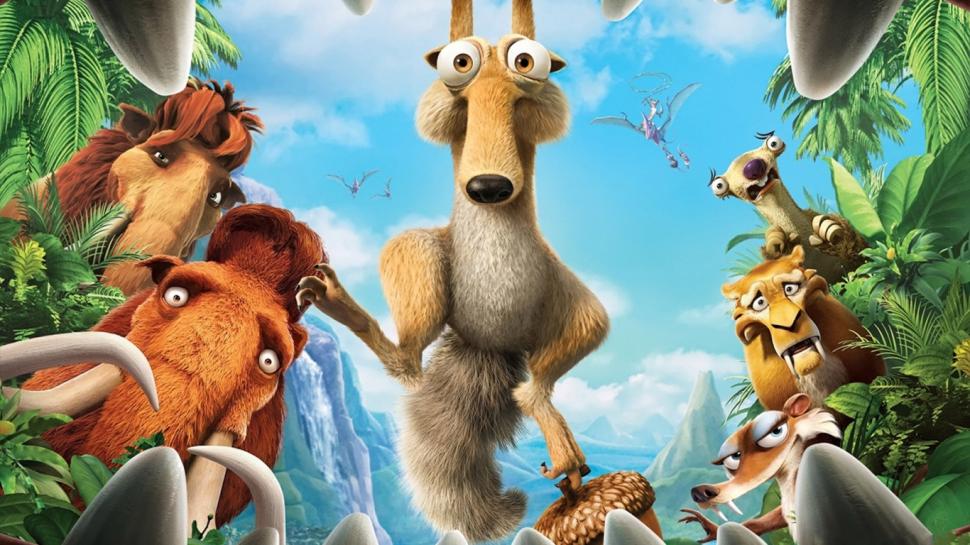 Ice Age 3 Dawn of the Dinosaurs wallpaper,ice age wallpaper,cartoon wallpaper,1366x768 wallpaper