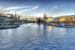 River In A City With Beautiful Old Buildings Hdr wallpaper thumb