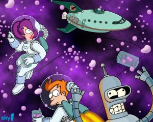 Futurama Purple Astronaut Bender Fry Leela HD wallpaper thumb