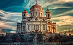 Moscow, Russia, Cathedral, sunset, sky, clouds wallpaper thumb