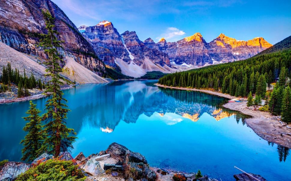 The Lake Mirror wallpaper,mountains HD wallpaper,landscape HD wallpaper,blue sky HD wallpaper,1920x1200 wallpaper