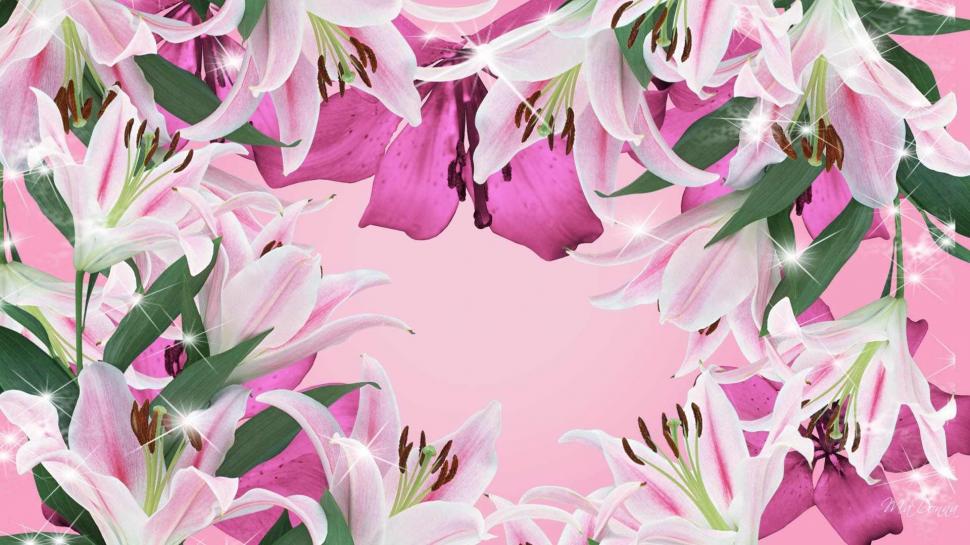 Pink Lilies wallpaper,pretty HD wallpaper,beautiful HD wallpaper,green HD wallpaper,pink HD wallpaper,flowers HD wallpaper,lilies HD wallpaper,beauty HD wallpaper,white HD wallpaper,spring HD wallpaper,nature & landscapes HD wallpaper,1920x1080 wallpaper