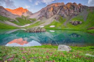 Mountain, Lake, Landscape, Nature, Flowers wallpaper thumb