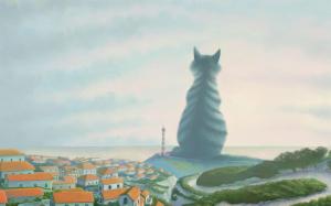 Giant cat by the lighthouse wallpaper thumb