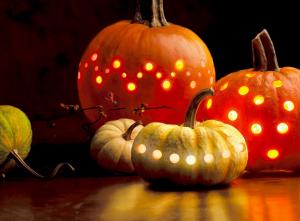 halloween, holiday, pumpkins, garlands wallpaper thumb