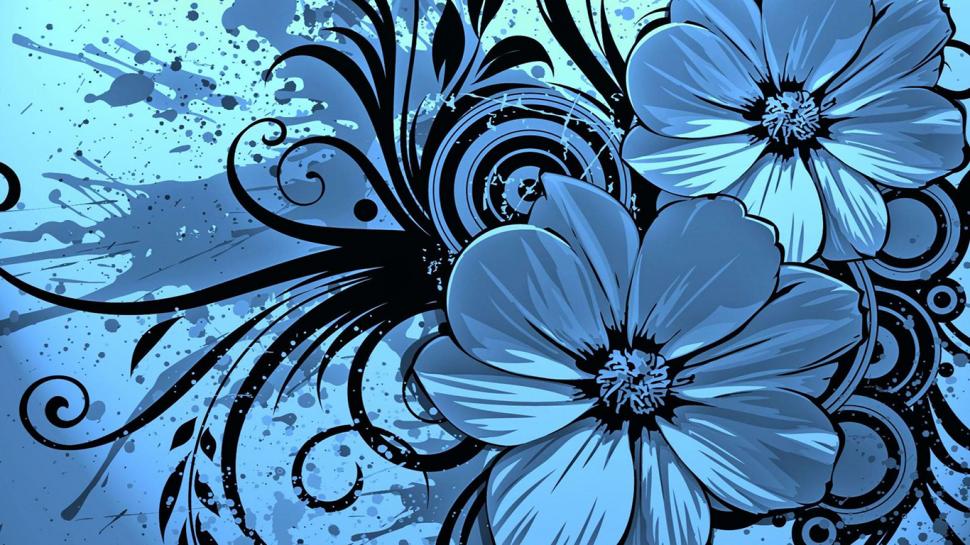 Flowers Abstract Blue HD wallpaper,abstract wallpaper,digital/artwork wallpaper,blue wallpaper,flowers wallpaper,1366x768 wallpaper