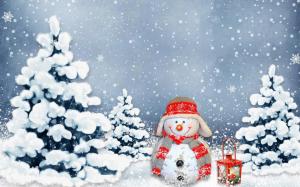 snow, winter, new year, christmas, snowman wallpaper thumb