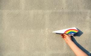 Paper Airplane Rainbow Drawing Mood wallpaper thumb