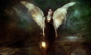 Fantasy, Angel, Lamp, Woman, Art wallpaper thumb
