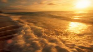 Timelapse Sun Water Beach Ocean HD wallpaper thumb