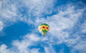 hot-air balloon, flying, freedom, adventure, blue sky wallpaper thumb
