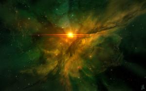 Stars Green Nebula Starlight HD wallpaper thumb