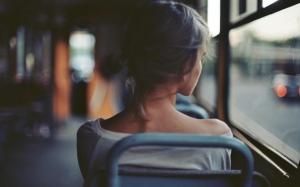 Girl sitting on a bus wallpaper thumb