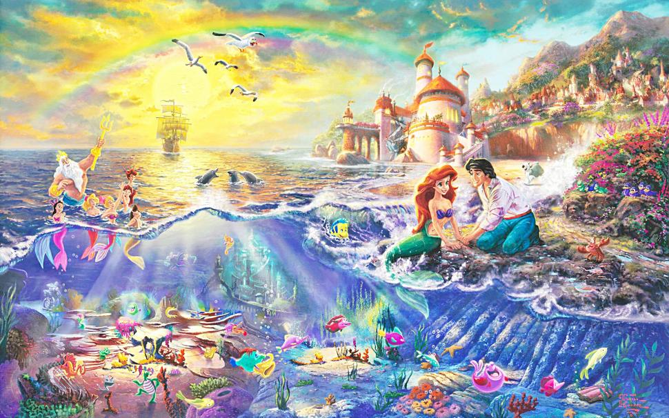 The Little Mermaid Disney Mermaid Ocean Rainbow HD wallpaper,digital/artwork HD wallpaper,ocean HD wallpaper,the HD wallpaper,little HD wallpaper,rainbow HD wallpaper,disney HD wallpaper,mermaid HD wallpaper,1920x1200 wallpaper
