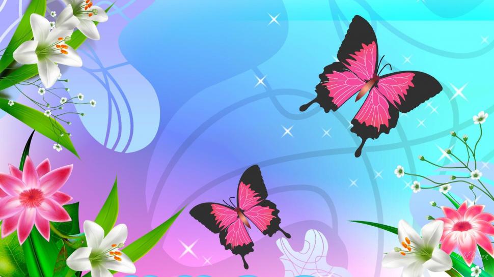 Adoring Pink Butterflies wallpaper,firefox persona HD wallpaper,pastels HD wallpaper,widescreen HD wallpaper,butterflies HD wallpaper,butterfly HD wallpaper,summer HD wallpaper,flowers HD wallpaper,3d & abstract HD wallpaper,1920x1080 wallpaper