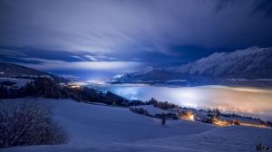 Night winter in mountains wallpaper thumb