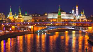 Moscow, Russia, city night, Kremlin, river, lights wallpaper thumb