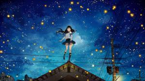 Anime Girls at Night Sky HD wallpaper thumb