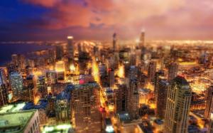 Chicago, Illinois, USA, beautiful city night, skyscrapers, lights wallpaper thumb