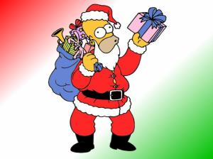 Simpson Santa Claus, Cartoon, Red Clothes, Long Beard, Sending Presents wallpaper thumb