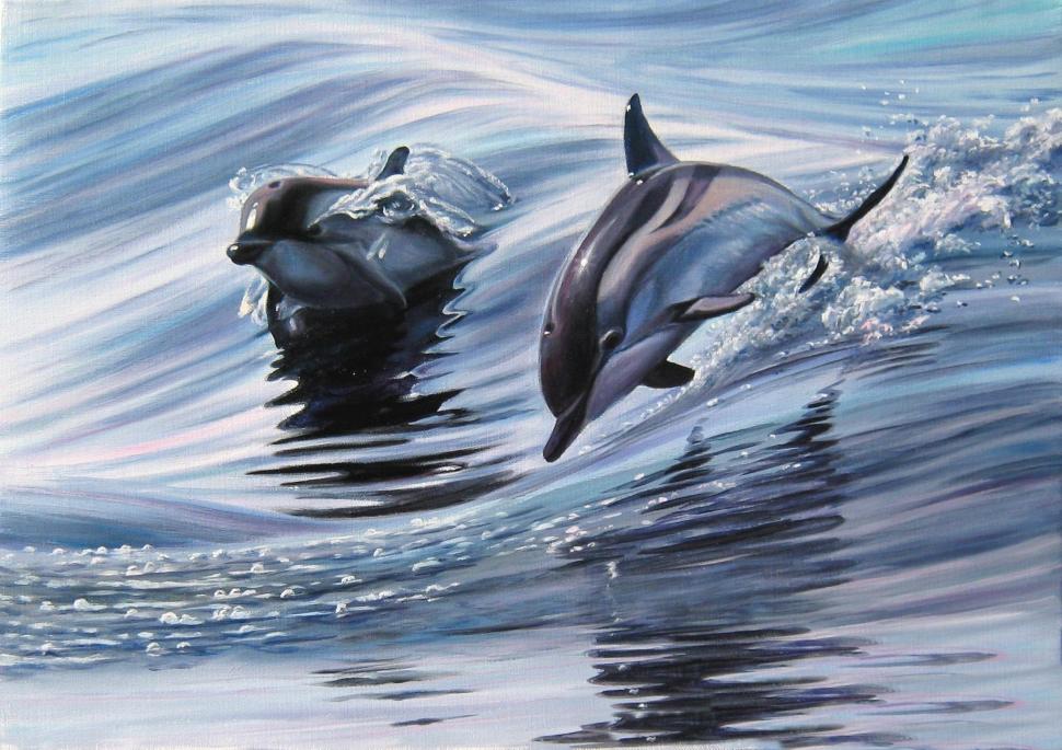 *** Dolphins - Painting *** wallpaper,dolphins HD wallpaper,animals HD wallpaper,fish HD wallpaper,animal HD wallpaper,2040x1442 wallpaper