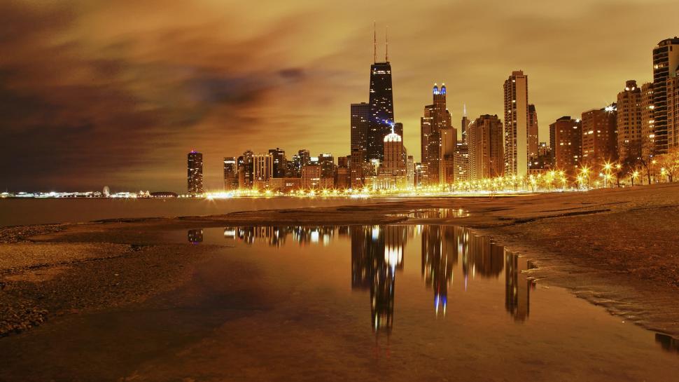 Chicago Buildings Skyscrapers Night Lights HD wallpaper,night HD wallpaper,buildings HD wallpaper,cityscape HD wallpaper,skyscrapers HD wallpaper,lights HD wallpaper,chicago HD wallpaper,1920x1080 wallpaper