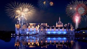 Fireworks Above A Palace On A Lake wallpaper thumb