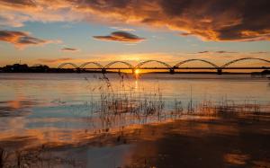 Sweden, Apulia, bridge, river, morning, sunrise, autumn wallpaper thumb