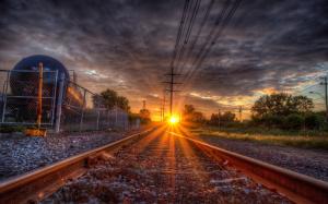 Rail, rails, sleepers, sunset, glare wallpaper thumb