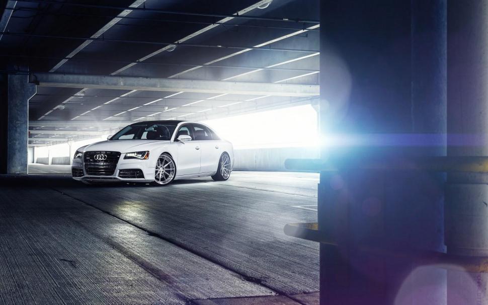 Audi A8 Garage White Car wallpaper,audi wallpaper,garage wallpaper,white wallpaper,1680x1050 wallpaper