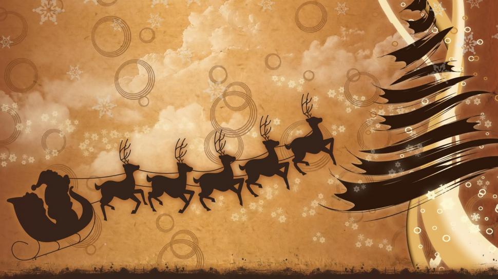 Christmas Tree Flying Reindeer And Santa Claus Abstract wallpaper,christmas HD wallpaper,tree HD wallpaper,flying HD wallpaper,reindeer HD wallpaper,santa HD wallpaper,claus HD wallpaper,abstract HD wallpaper,2560x1440 wallpaper