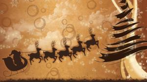 Christmas Tree Flying Reindeer And Santa Claus Abstract wallpaper thumb