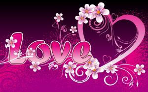 Love and love the flowers around the heart shaped wallpaper thumb