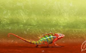 Chameleon on a graphic background wallpaper thumb