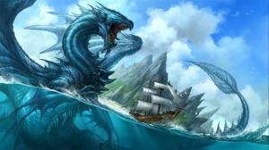 Sea Dragon attacking a ship wallpaper thumb