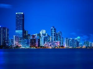 Miami, Florida, night, lights, city, buildings, blue wallpaper thumb