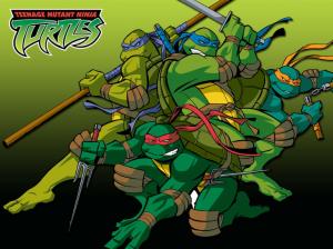 Cartoon, Ninja Turtles, Warriors, Weapons, Team, Green wallpaper thumb