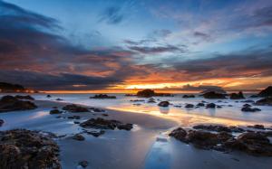 Australia, coast, rocks, sand, ocean, evening sunset, clouds wallpaper thumb