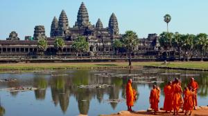 Cambodia Temple Angkor Wat Monks Men Males People Architecture Buildings High Resolution wallpaper thumb