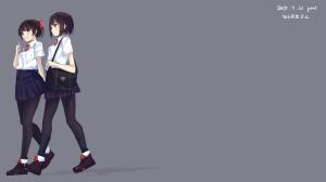 Anime Girls, School Uniform, Pantyhose, Background wallpaper thumb