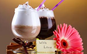 Foam Chocolate Drinks Mood Love Text HD Background wallpaper thumb
