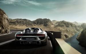 Stunning, 2015, Porsche 918 Spyder, Road, Rear View wallpaper thumb