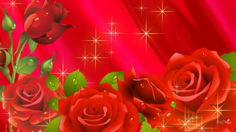 Roses Are Red wallpaper,stars HD wallpaper,satin HD wallpaper,bright HD wallpaper,flowers HD wallpaper,spring HD wallpaper,valentines day HD wallpaper,dew drops HD wallpaper,summer HD wallpaper,rose HD wallpaper,3d & abstract HD wallpaper,1920x1080 wallpaper