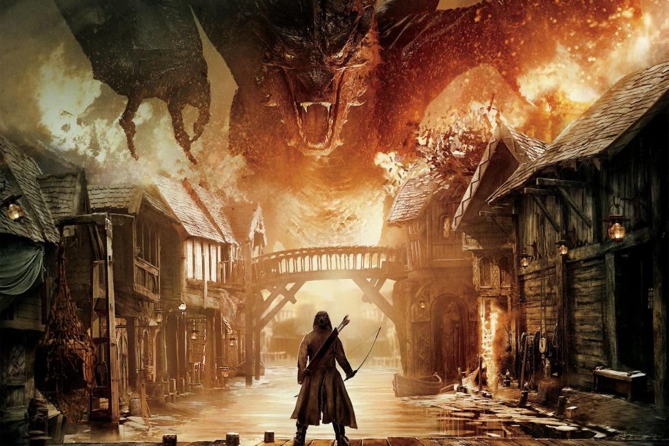 The Lord of the Rings The Hobbit Dragon Buildings Bridge Smaug HD wallpaper,movies HD wallpaper,buildings HD wallpaper,the HD wallpaper,bridge HD wallpaper,dragon HD wallpaper,rings HD wallpaper,lord HD wallpaper,hobbit HD wallpaper,smaug HD wallpaper,1920x1280 wallpaper