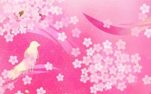 Bird and blossoms wallpaper thumb