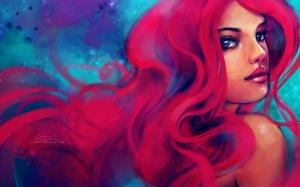 The Little Mermaid Redhead Drawing Face Ariel HD wallpaper thumb